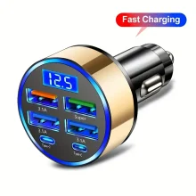 شارژر سریع 6 در 1 خودرو با نمایشگر دیجیتال
