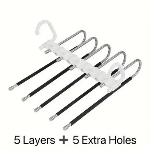 آویز شلوار 9 طبقه S شکل با 5 قلاب - سازمان‌دهنده جین پلاستیکی - Image 6