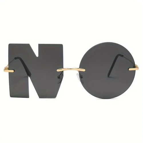 عینک‌ تزئینی بدون فریم با شکل “NO” - استیل ضد زنگ و لنزهای PC - Image 6