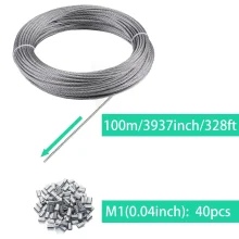 کابل استیل ضد زنگ 304 با قطر 1.0 میلیمتر و 40 آستین آلومینیومی