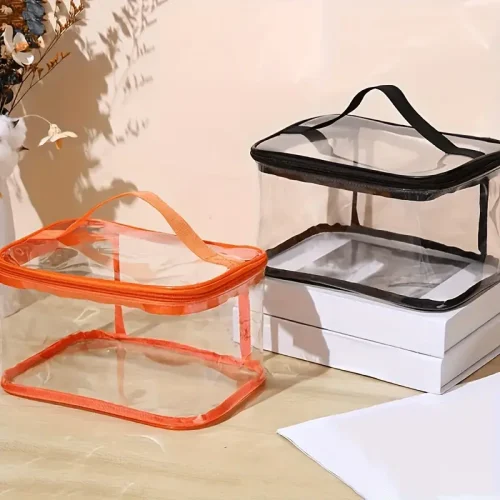 کیف لوازم بهداشتی شفاف PVC با طراحی ساده و زیبا - Image 2
