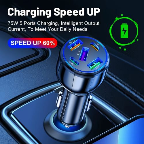 آداپتور شارژر سریع خودرو با دو پورت USB و Type-C - Image 2