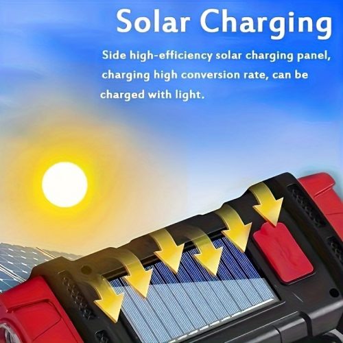 چراغ قوه LED فوق‌العاده روشن قابل شارژ با باتری 1500mAh خورشیدی و USB - Image 9