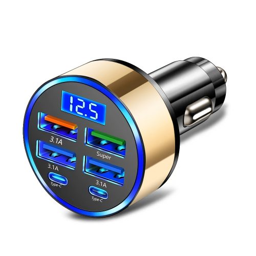 آداپتور شارژ سریع 6 در 1 خودرو با نمایشگر دیجیتال - Image 3