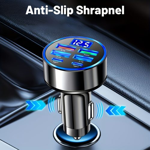 آداپتور شارژ سریع 6 در 1 خودرو با نمایشگر دیجیتال - Image 2