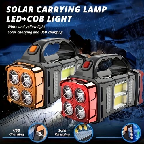 چراغ قوه LED فوق‌العاده روشن قابل شارژ با باتری 1500mAh خورشیدی و USB - Image 2