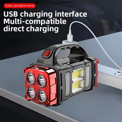 چراغ قوه LED فوق‌العاده روشن قابل شارژ با باتری 1500mAh خورشیدی و USB - Image 3