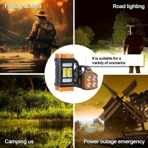 چراغ قوه LED فوق‌العاده روشن قابل شارژ با باتری 1500mAh خورشیدی و USB - Image 12